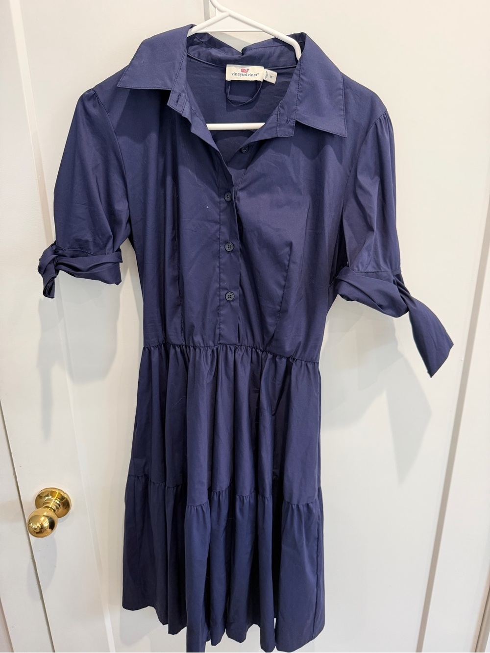 Vineyard Vines Navy Button-Front Tiered Shirt Dress sz 6